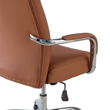 chefsessel braun deluxe kunstleder gepolsterte armlehnen 5