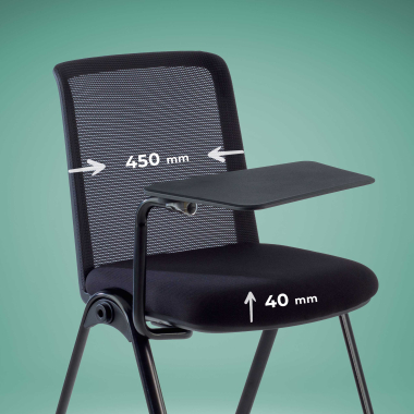stuhl mit schreibplatte schwarz schreibtischstander netzstoff ohne armlehnen 4