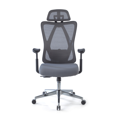 ergonomischer burostuhl grau matrix netzstoff bewegliche armlehnen lordosenstutze kopfstutze 3