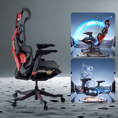 gaming stuhl rot dragonlord netzstoff 6d verstellbare armlehnen lordosenstutze kopfstutze 4
