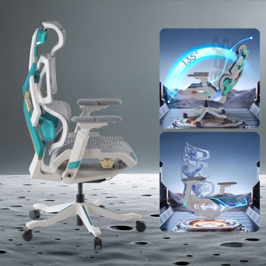 gaming stuhl weiss grun dragonlord netzstoff 6d verstellbare armlehnen lordosenstutze kopfstutze 5