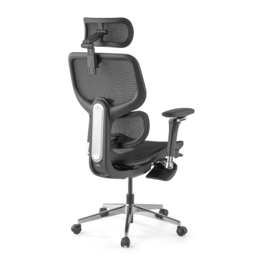 ergonomischer burostuhl schwarz erghos x2 netzstoff 5d verstellbare armlehnen doppelte lordosenstutze kopfstutze ausziehbare fussstutze 12