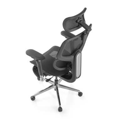ergonomischer burostuhl schwarz erghos x2 netzstoff 5d verstellbare armlehnen doppelte lordosenstutze kopfstutze ausziehbare fussstutze 13