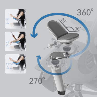 ergonomischer burostuhl grau erghos x3 netzstoff 5d verstellbare armlehnen doppelte lordosenstutze kopfstutze 6