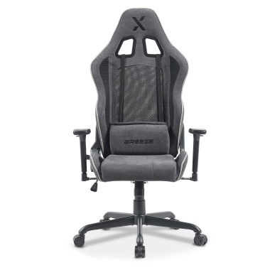 gaming stuhl grau breeze stoff bewegliche armlehnen kopfstutzen kissen kopfstutze 3