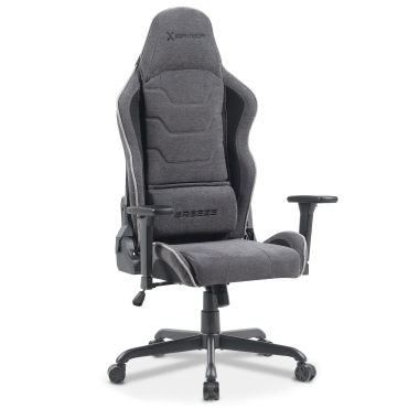 gaming stuhl grau breeze stoff bewegliche armlehnen kopfstutzen kissen kopfstutze 1