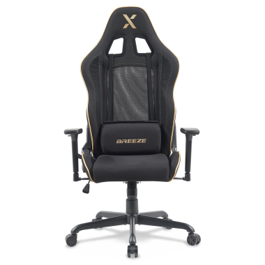 gaming stuhl schwarz breeze stoff bewegliche armlehnen kopfstutzen kissen kopfstutze 3
