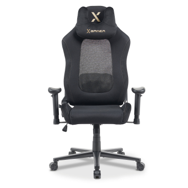 gaming stuhl schwarz vital stoff bewegliche armlehnen kopfstutzen kissen kopfstutze 3