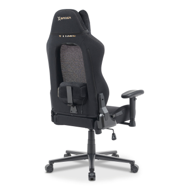 gaming stuhl schwarz vital stoff bewegliche armlehnen kopfstutzen kissen kopfstutze 11