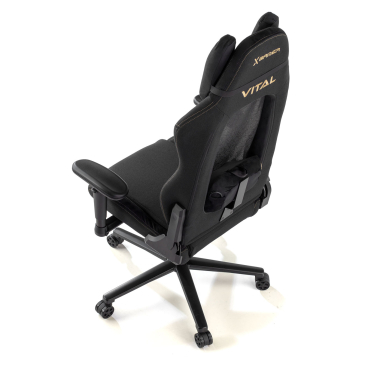 gaming stuhl schwarz vital stoff bewegliche armlehnen kopfstutzen kissen kopfstutze 12