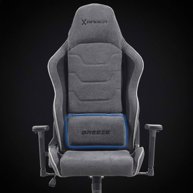 gaming stuhl grau breeze stoff bewegliche armlehnen kopfstutzen kissen kopfstutze 7