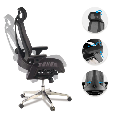 ergonomischer burostuhl schwarz thunder netzstoff 3d verstellbare armlehnen lordosenstutze kopfstutze 3