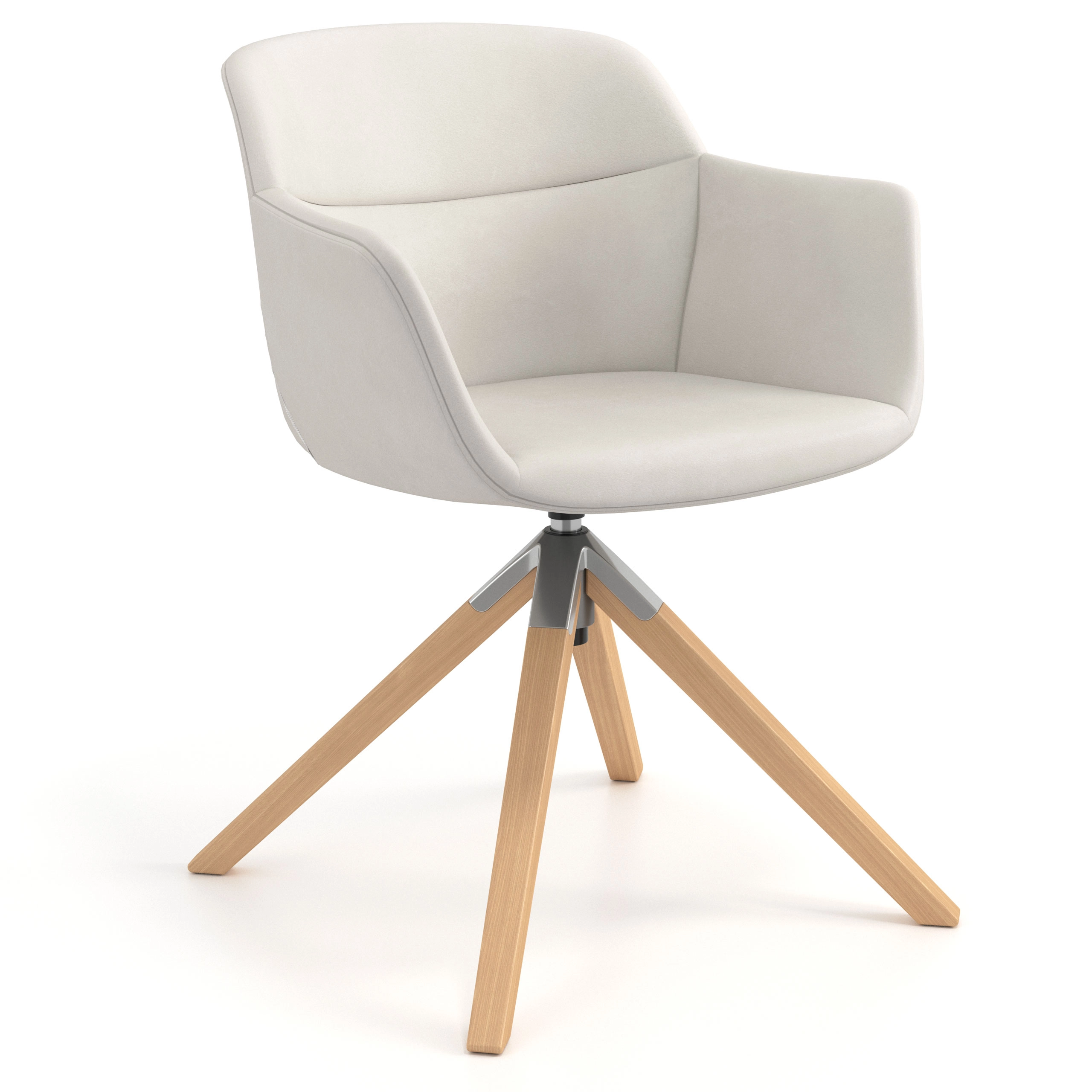 Skandinavischer Stuhl Ores, Holzbeine, drehbar, Kunstleder