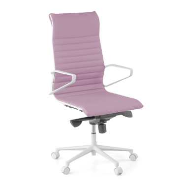 luxus burostuhl weiss rosa hochlehne weisse struktur kunstleder feste armlehnen 1