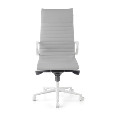 luxus burostuhl weiss grau hochlehne weisse struktur kunstleder feste armlehnen 3