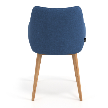 skandinavischer burostuhl blau holzfusse stoff gepolsterte armlehnen 6