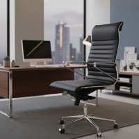 Design-Bürostuhl Cagliari, hohe Rückenlehne, Naturleder