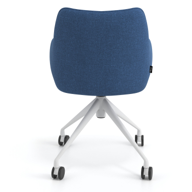 besprechungsstuhl weiss blau drehbar mit rollen stoff gepolsterte armlehnen 6