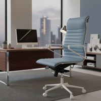 Bürostuhl Design Cagliari, weiße Struktur, niedrige Rückenlehne, Eco-Leder