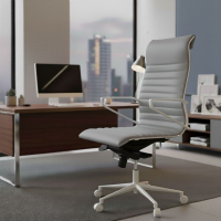 Bürostuhl Design Cagliari, weiße Struktur, niedrige Rückenlehne, Eco-Leder