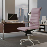Bürostuhl Design Cagliari, weiße Struktur, niedrige Rückenlehne, Eco-Leder