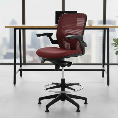 ergonomischer hocker rot burostuhl netzstoff feste armlehnen 2