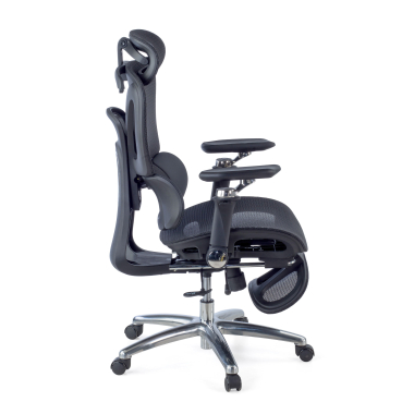 ergonomischer burostuhl schwarz sense ultra netzstoff 4d verstellbare armlehnen lordosenstutze kopfstutze ausziehbare fussstutze 7