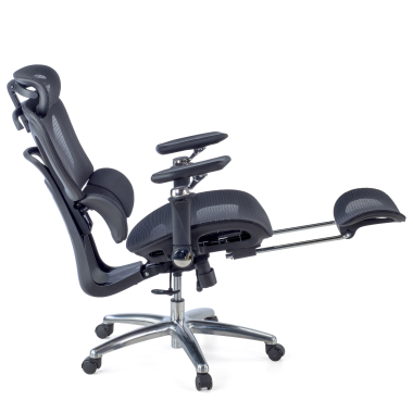ergonomischer burostuhl schwarz sense ultra netzstoff 4d verstellbare armlehnen lordosenstutze kopfstutze ausziehbare fussstutze 8