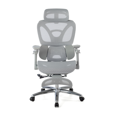 ergonomischer burostuhl grau sense ultra netzstoff 4d verstellbare armlehnen lordosenstutze kopfstutze ausziehbare fussstutze 7