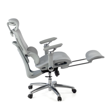 ergonomischer burostuhl grau sense ultra netzstoff 4d verstellbare armlehnen lordosenstutze kopfstutze ausziehbare fussstutze 8