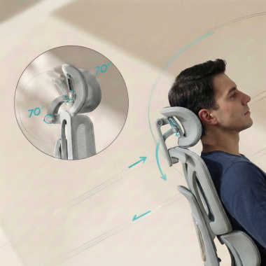ergonomischer burostuhl grau sense ultra netzstoff 4d verstellbare armlehnen lordosenstutze kopfstutze ausziehbare fussstutze 6
