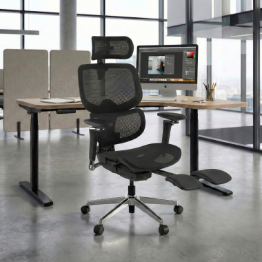 ergonomischer burostuhl schwarz erghos x2 netzstoff 5d verstellbare armlehnen doppelte lordosenstutze kopfstutze ausziehbare fussstutze 2