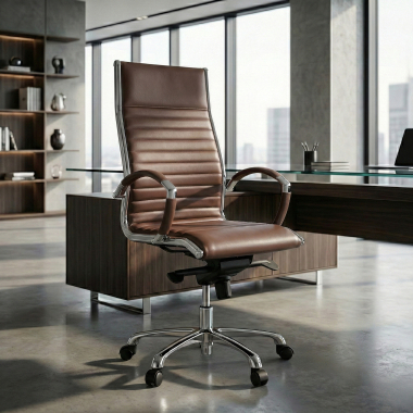 chefsessel braun naturleder naturleder gepolsterte armlehnen 2