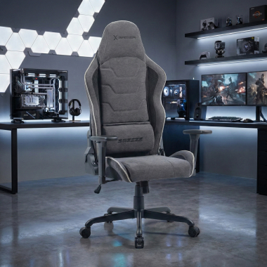 gaming stuhl grau breeze stoff bewegliche armlehnen kopfstutzen kissen kopfstutze 2