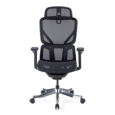 ergonomischer burostuhl schwarz aerofit schwarzes gestell netzstoff 4d verstellbare armlehnen doppelte lordosenstutze kopfstutze 3