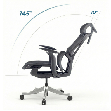 ergonomischer burostuhl schwarz aerofit schwarzes gestell netzstoff 4d verstellbare armlehnen doppelte lordosenstutze kopfstutze 11