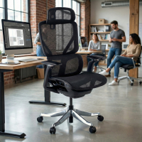 Ergonomischer Bürostuhl AeroFit, Hohe Leistung, Schwarze Struktur