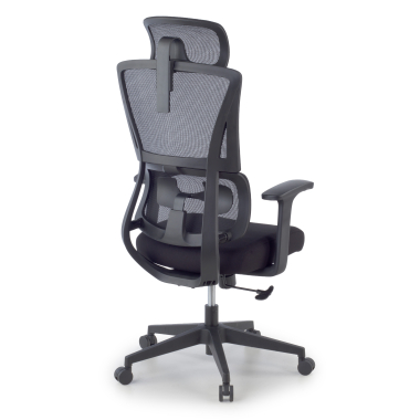 ergonomischer burostuhl schwarz mit kopfstutze stoff feste armlehnen doppelte lordosenstutze kopfstutze 11