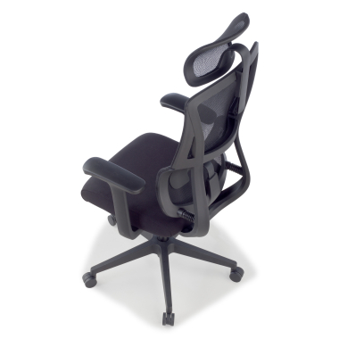 ergonomischer burostuhl schwarz mit kopfstutze stoff feste armlehnen doppelte lordosenstutze kopfstutze 12