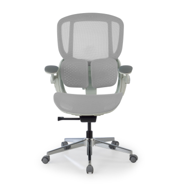 ergonomischer burostuhl weiss grau erghos one ohne kopfstutze netzstoff 3d verstellbare armlehnen doppelte lordosenstutze 10