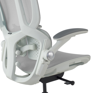 ergonomischer burostuhl weiss grau erghos one ohne kopfstutze netzstoff 3d verstellbare armlehnen doppelte lordosenstutze 15