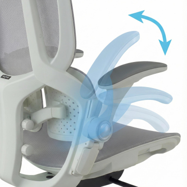 ergonomischer burostuhl weiss grau erghos one ohne kopfstutze netzstoff 3d verstellbare armlehnen doppelte lordosenstutze 5