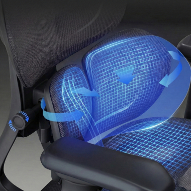 ergonomischer burostuhl schwarz erghos one mit kopfstutze netzstoff 3d verstellbare armlehnen doppelte lordosenstutze kopfstutze 8