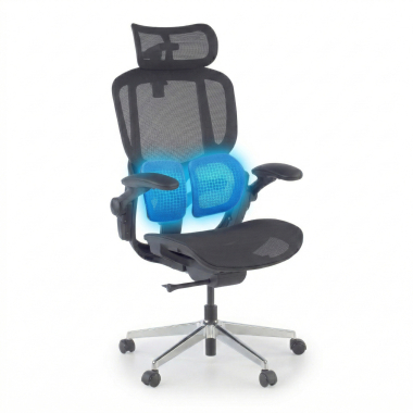 ergonomischer burostuhl schwarz erghos one mit kopfstutze netzstoff 3d verstellbare armlehnen doppelte lordosenstutze kopfstutze 7