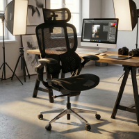 Ergonomischer Stuhl mit Kopfstütze Erghos One, orthopädisch, doppelte Lendenwirbelstütze