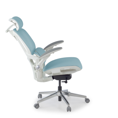ergonomischer burostuhl weiss blau erghos one mit kopfstutze netzstoff 3d verstellbare armlehnen doppelte lordosenstutze kopfstutze 5