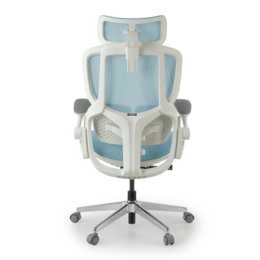 ergonomischer burostuhl weiss blau erghos one mit kopfstutze netzstoff 3d verstellbare armlehnen doppelte lordosenstutze kopfstutze 11