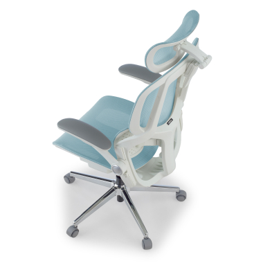 ergonomischer burostuhl weiss blau erghos one mit kopfstutze netzstoff 3d verstellbare armlehnen doppelte lordosenstutze kopfstutze 13