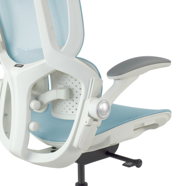 ergonomischer burostuhl weiss blau erghos one mit kopfstutze netzstoff 3d verstellbare armlehnen doppelte lordosenstutze kopfstutze 14