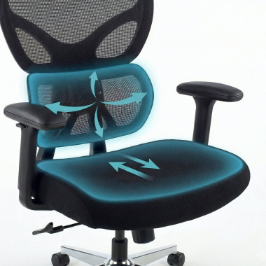 ergonomischer burostuhl schwarz erghos air stoff 3d verstellbare armlehnen lordosenstutze kopfstutze 6